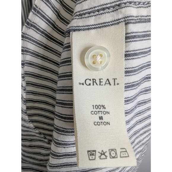 THE GREAT. Striped Midi Dress in Black and White - Picture 8 of 10